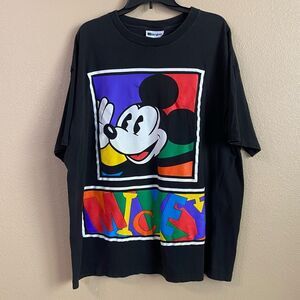 Disney Vintage Jacques Moret 90s Mickey Mouse Graphic Cotton T Shirt USA Pop Art